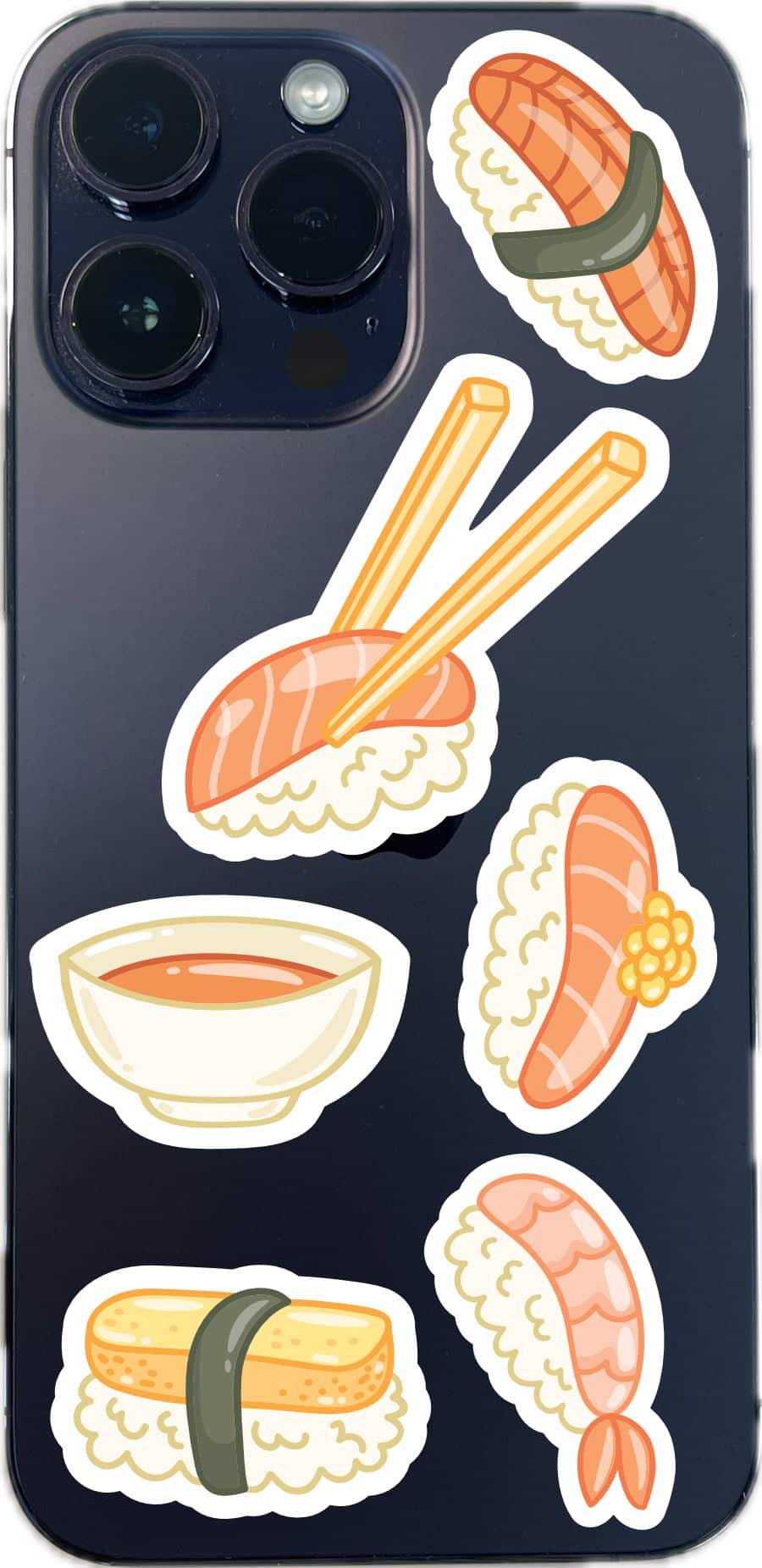 kawaii sushi, chopsticks, soup bowl - vinyl removable sticker