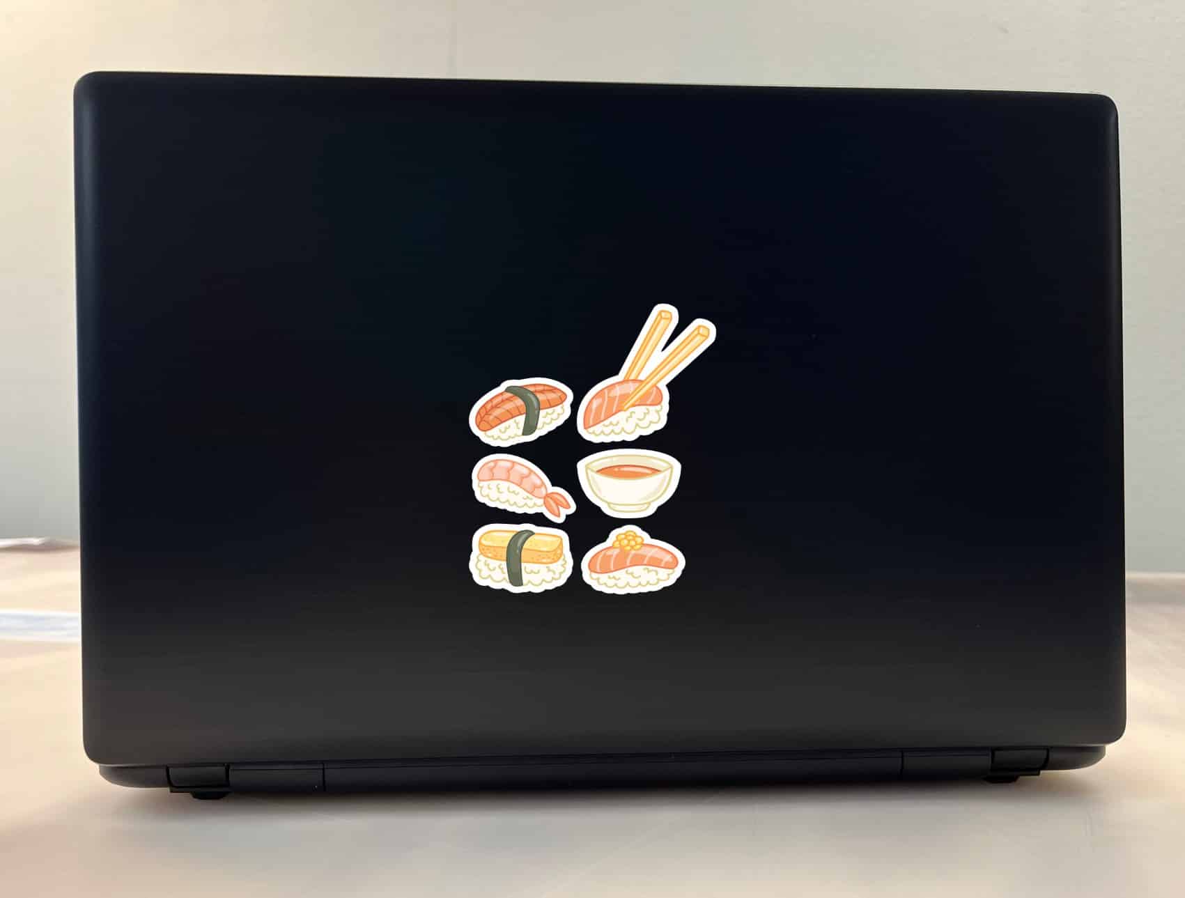 kawaii sushi, chopsticks, soup bowl - vinyl removable sticker