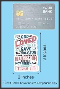 john 3:16 bible verse, crown of thorns illustration, decorative typography - vinyl removable sticker