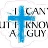 distressed blue cross, cloud-shaped border, faith-based typography - vinyl removable sticker
