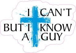 distressed blue cross, cloud-shaped border, faith-based typography - vinyl removable sticker