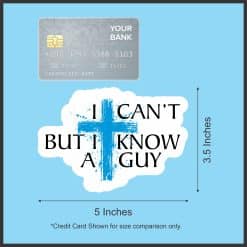 distressed blue cross, cloud-shaped border, faith-based typography - vinyl removable sticker