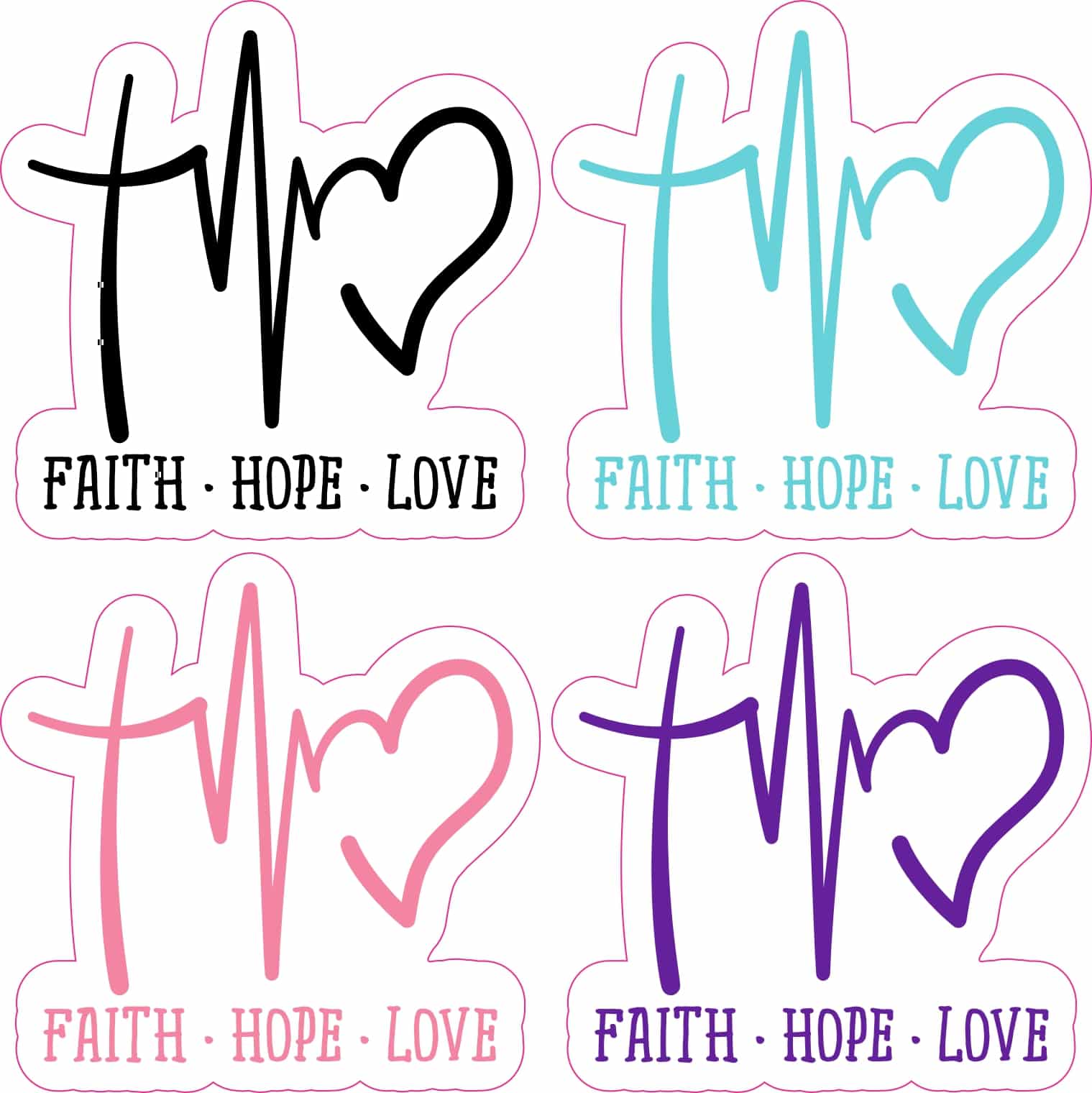 cross symbol, heartbeat line, heart shape - vinyl removable sticker