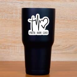 cross symbol, heartbeat line, heart shape - vinyl removable sticker
