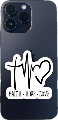cross symbol, heartbeat line, heart shape - vinyl removable sticker