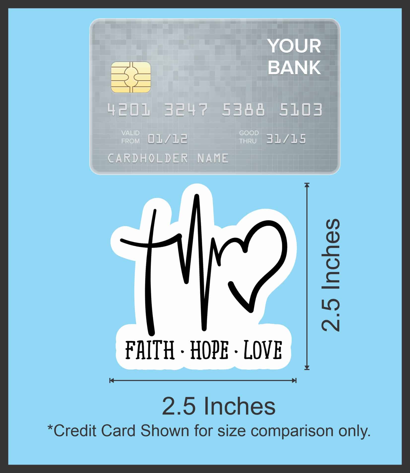 cross symbol, heartbeat line, heart shape - vinyl removable sticker