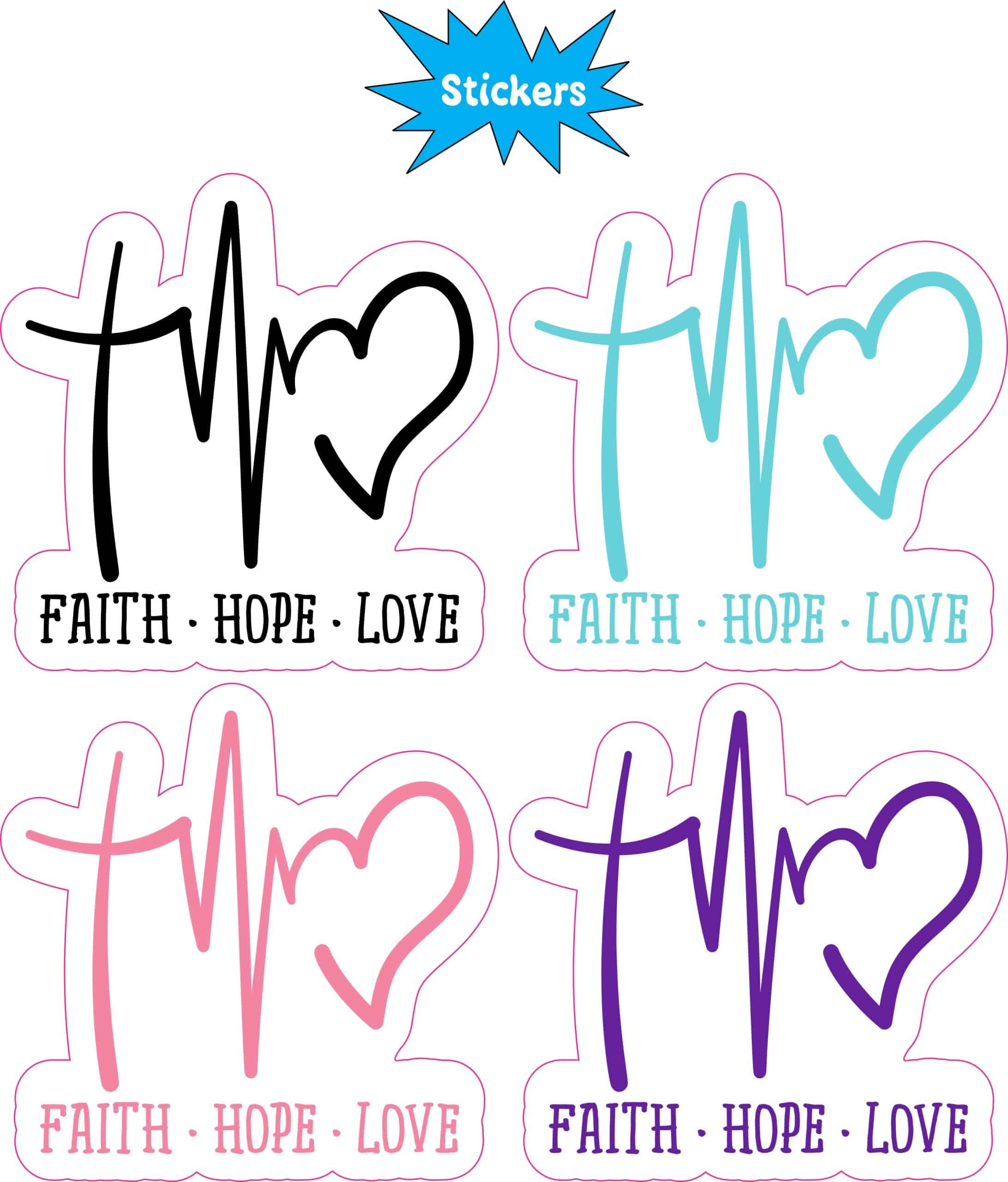 cross symbol, heartbeat line, heart shape - vinyl removable sticker