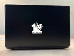 cross symbol, heartbeat line, heart shape - vinyl removable sticker