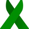 looped ribbon shape, solid green color, awareness symbol - vinyl removable sticker