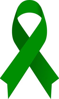looped ribbon shape, solid green color, awareness symbol - vinyl removable sticker