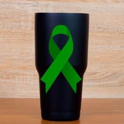 looped ribbon shape, solid green color, awareness symbol - vinyl removable sticker