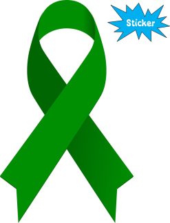 looped ribbon shape, solid green color, awareness symbol - vinyl removable sticker