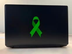looped ribbon shape, solid green color, awareness symbol - vinyl removable sticker