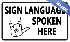 bold typography, ASL hand sign illustration, professional layout - vinyl removable sticker