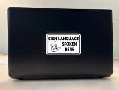 bold typography, ASL hand sign illustration, professional layout - vinyl removable sticker