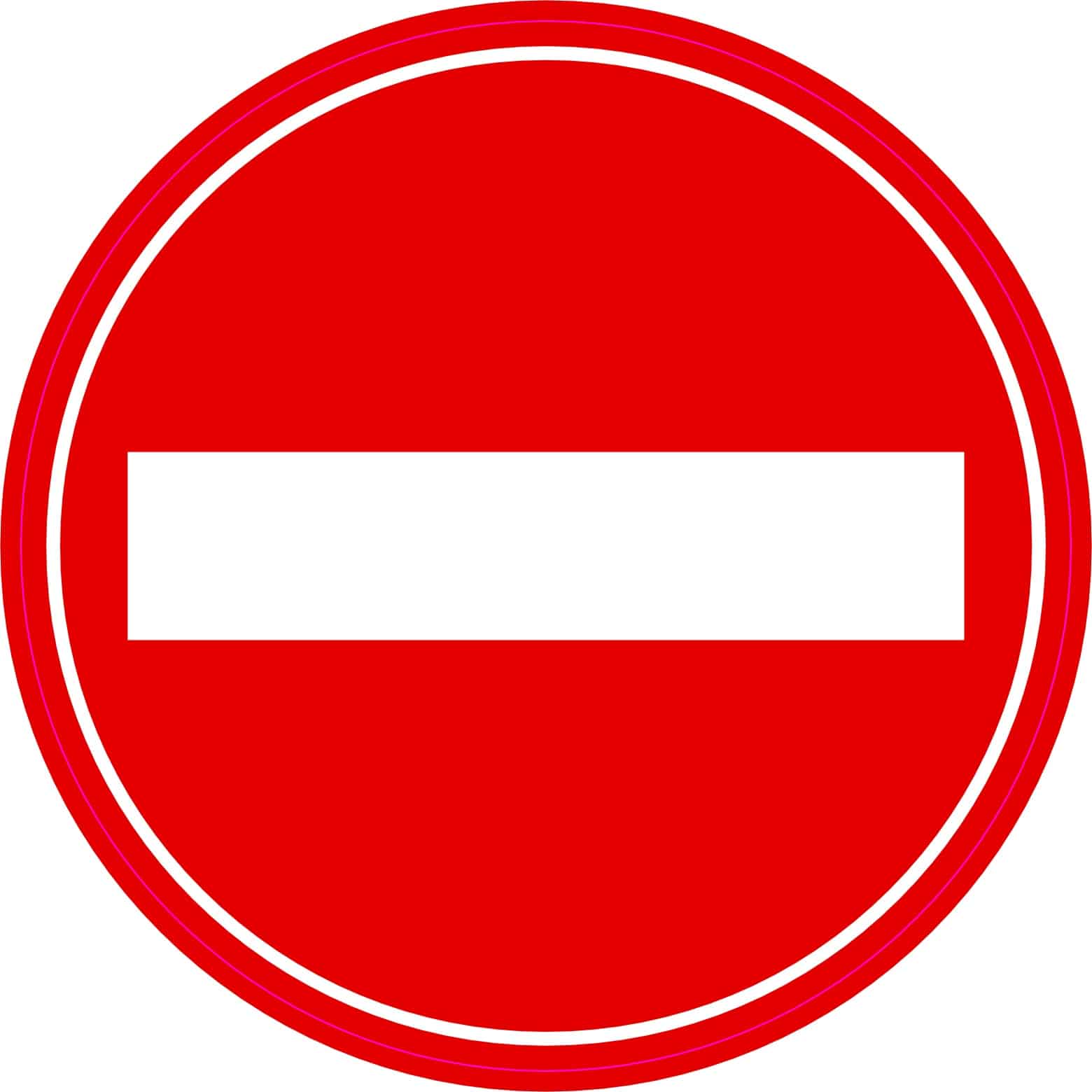 red circle, white horizontal bar, white border rings - vinyl removable sticker