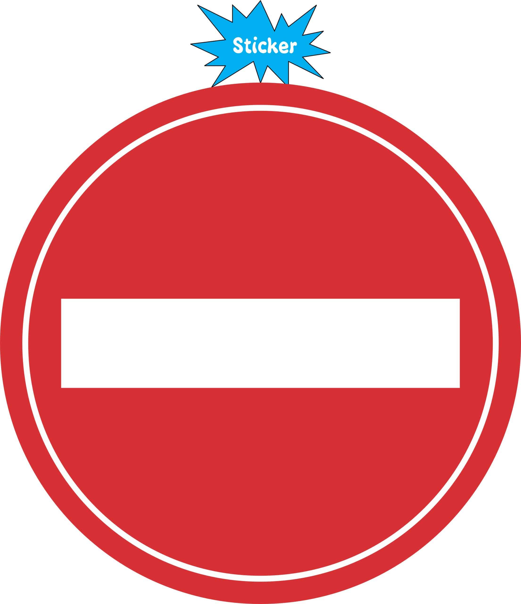 red circle, white horizontal bar, white border rings - vinyl removable sticker