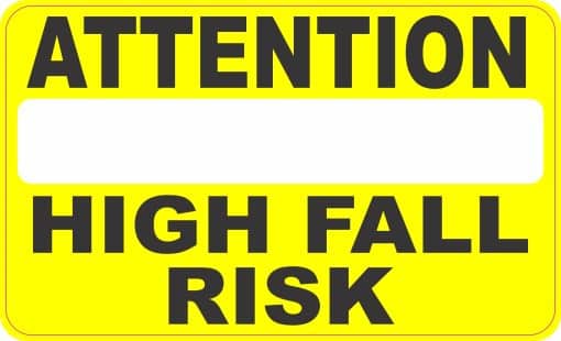 StickerTalk Attention High Fall Risk Yellow Magnet, 5 inches x 3 inches ...