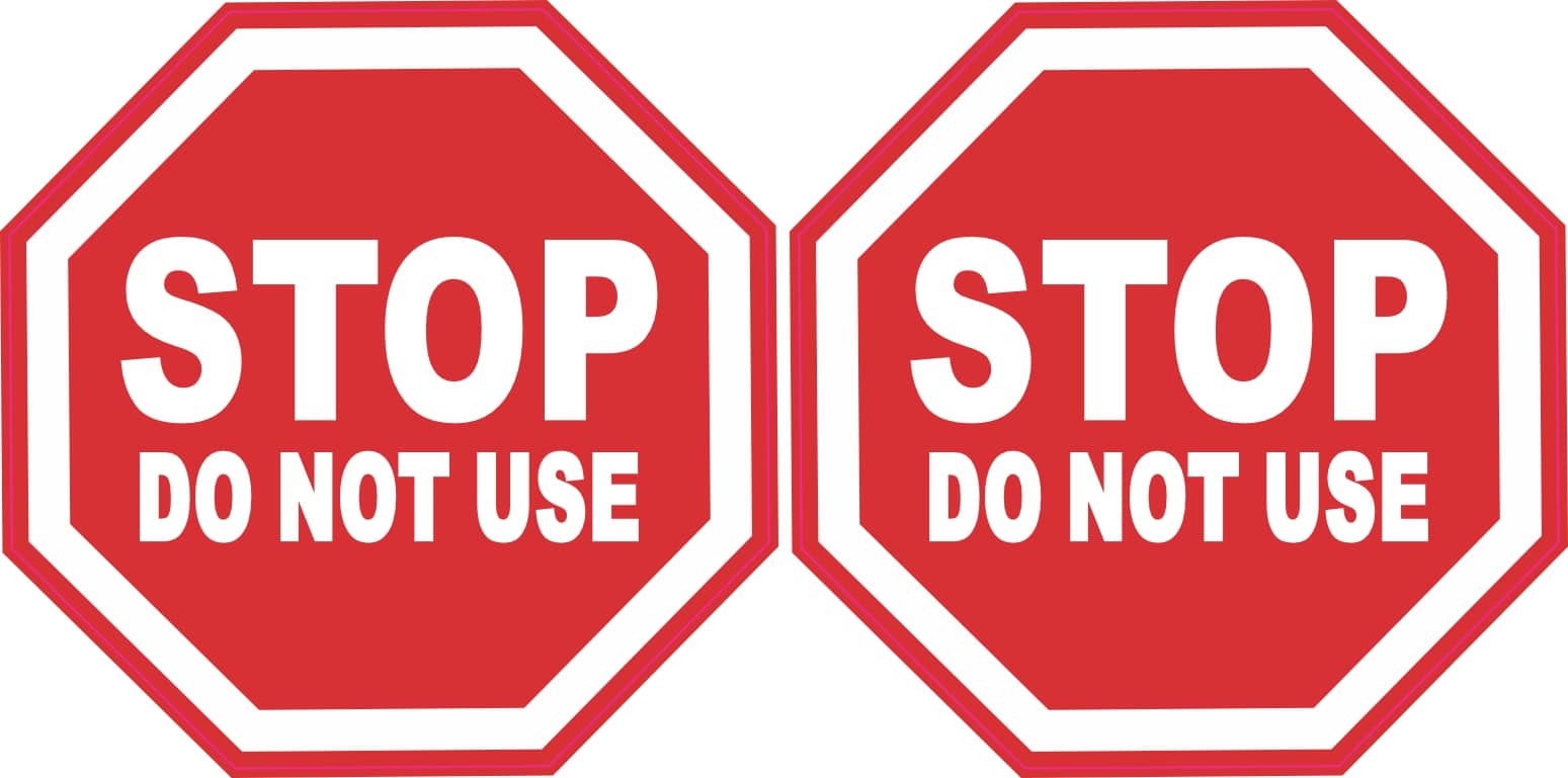 octagonal stop sign shape, bold white text, classic red background - vinyl removable sticker