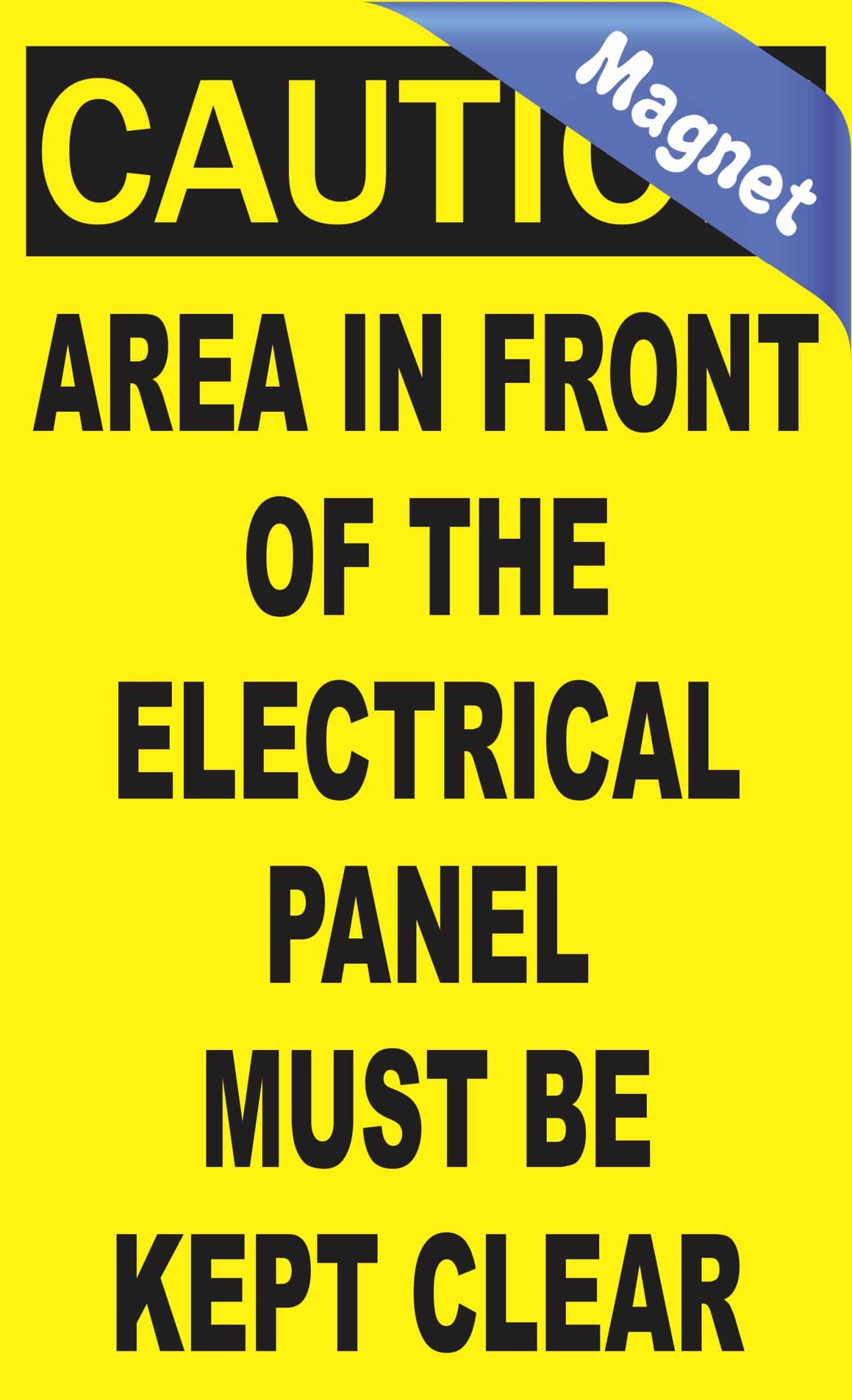 bold caution header, clear safety message, high contrast colors - vinyl removable magnet