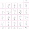 hand gestures, line drawings, alphabet letters - vinyl removable sticker