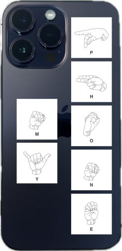 hand gestures, line drawings, alphabet letters - vinyl removable sticker
