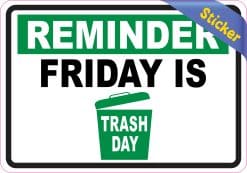 bold text typography, trash can icon, rectangular border design - vinyl removable sticker