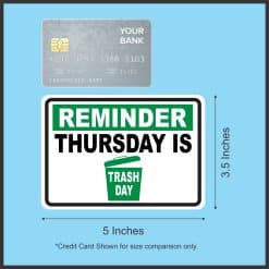 bold text, trash bin icon, color-coded sections - vinyl removable sticker