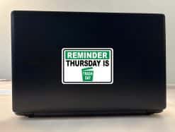 bold text, trash bin icon, color-coded sections - vinyl removable sticker