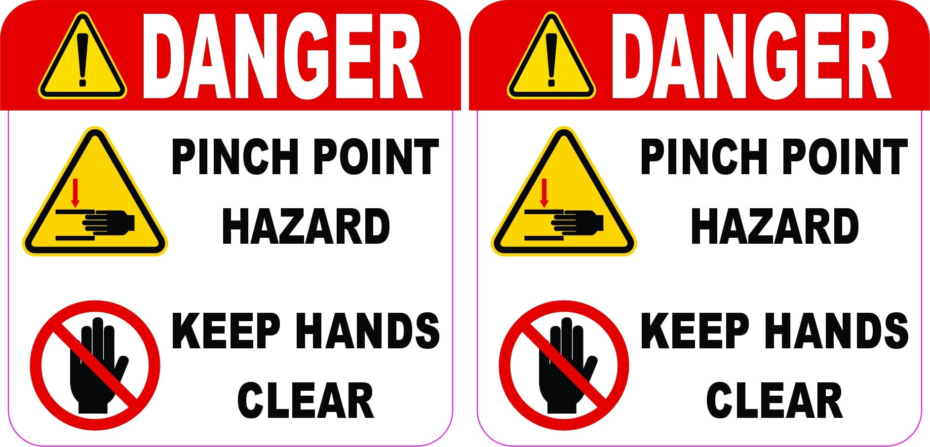danger warning triangles, prohibition symbols, bold safety text - vinyl removable sticker