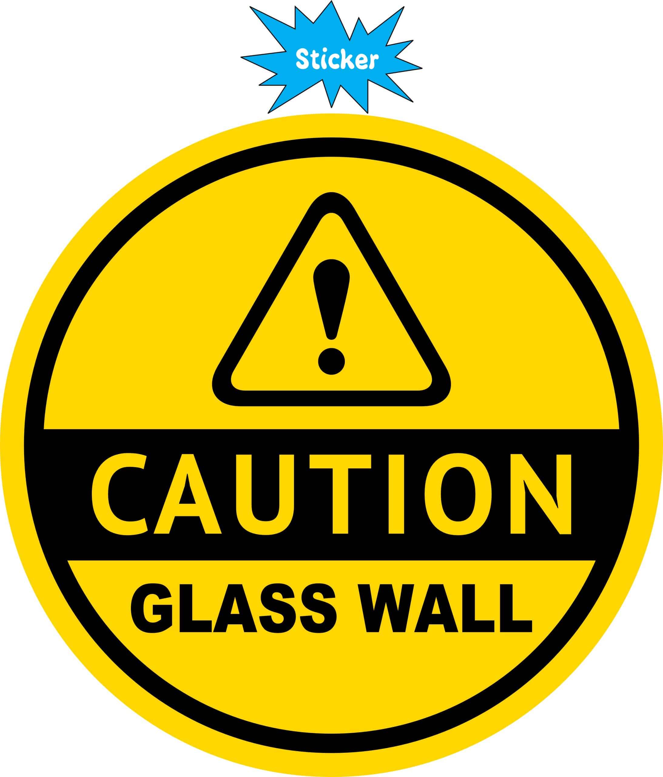 warning triangle, exclamation point, bold text - vinyl removable sticker
