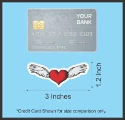 red hearts, white angel wings, tattoo-style artwork - vinyl removable sticker