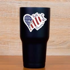 heart shape, american flag pattern, white cross - vinyl removable sticker