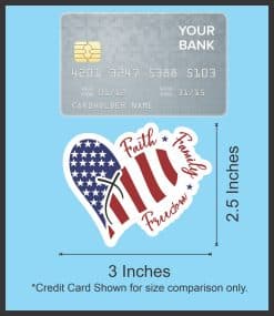 heart shape, american flag pattern, white cross - vinyl removable sticker