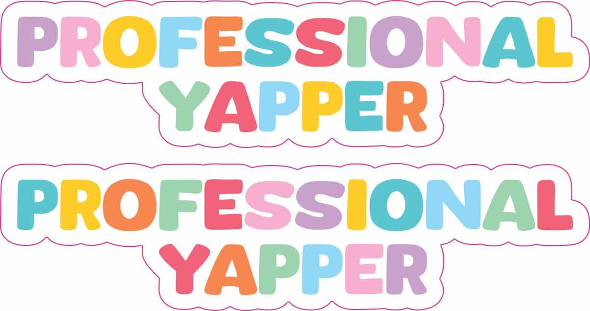 multicolored block letters, wavy decorative border, playful typography - vinyl removable sticker