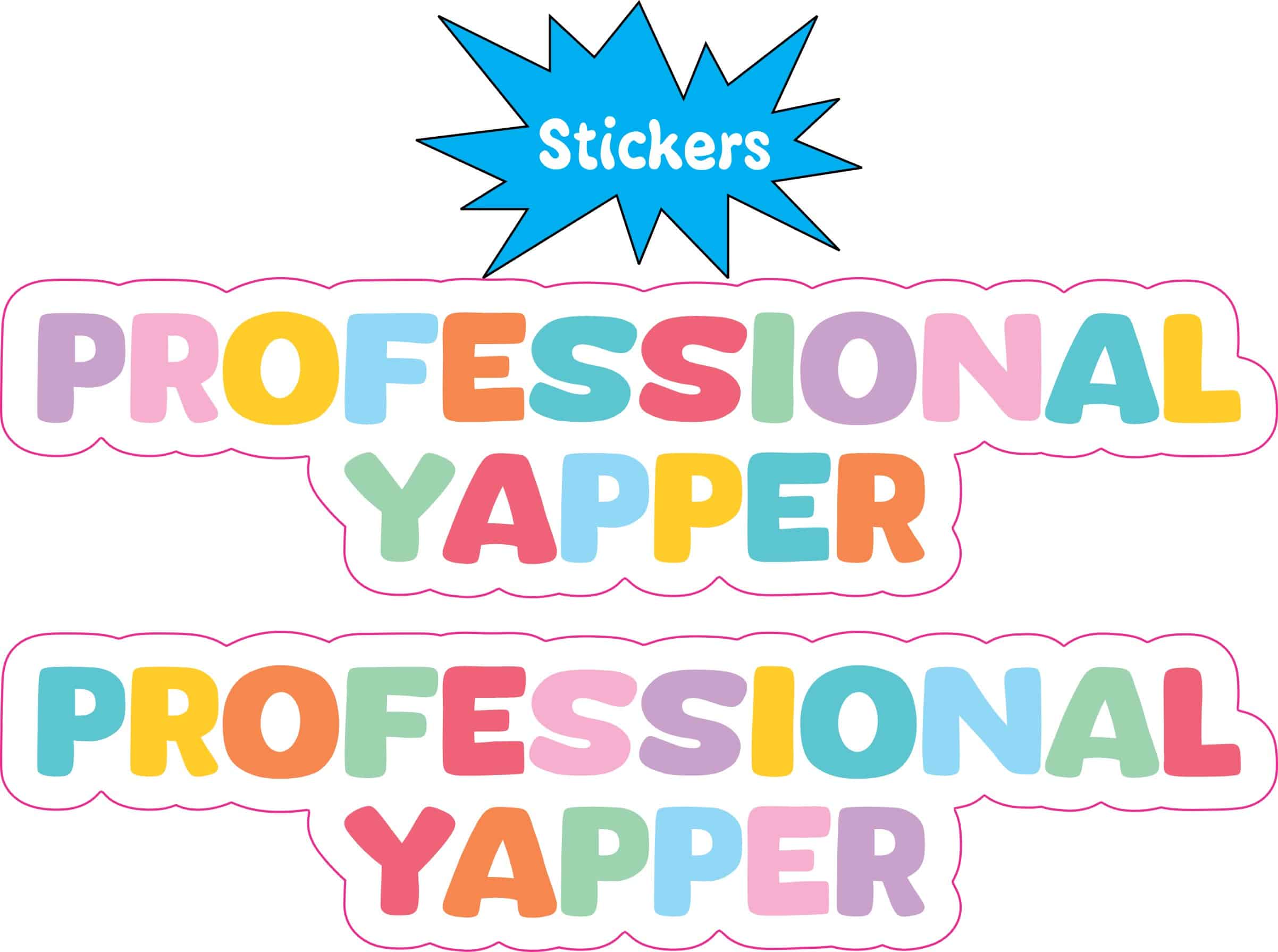 multicolored block letters, wavy decorative border, playful typography - vinyl removable sticker