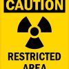 radiation symbol, caution text, warning typography - vinyl removable sticker