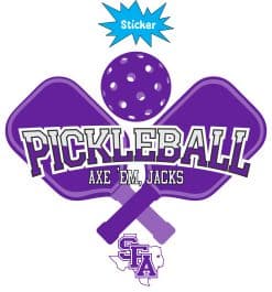 crossed pickleball paddles, pickleball with dots, SFA logo - vinyl removable sticker