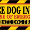 diagonal warning stripes, paw print graphics, bold text layout - vinyl removable sticker