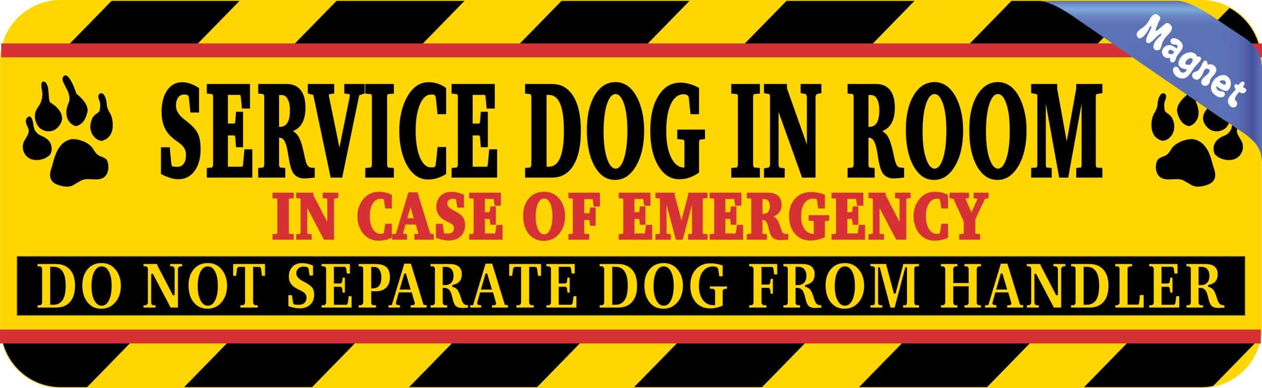 diagonal warning stripes, paw print graphics, bold typography - vinyl removable magnet