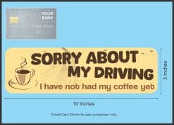 coffee cup illustration, humorous text, steam lines - vinyl removable magnet