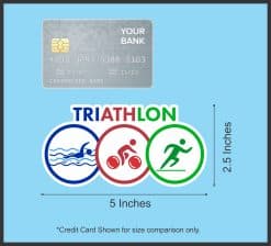 TRIATHLON text, swimming icon with waves, cycling pictograph - vinyl removable sticker