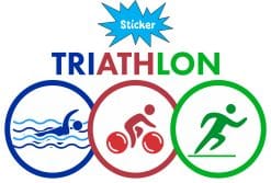TRIATHLON text, swimming icon with waves, cycling pictograph - vinyl removable sticker