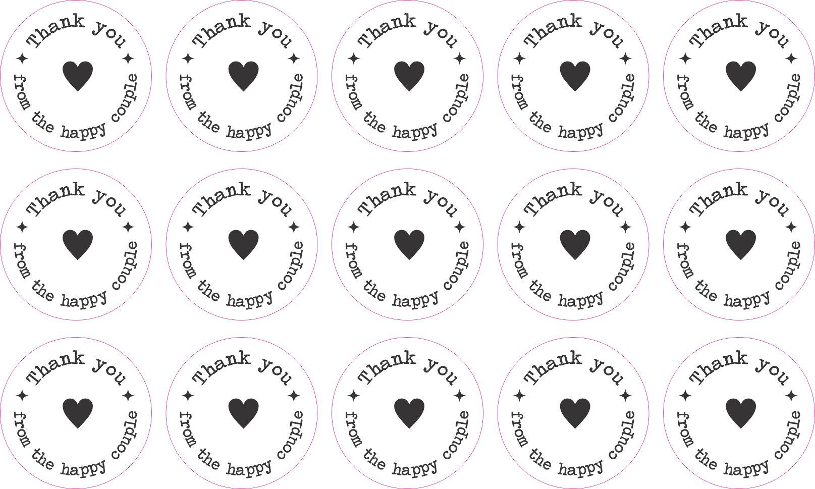 circular design, heart symbol, decorative stars - vinyl removable sticker
