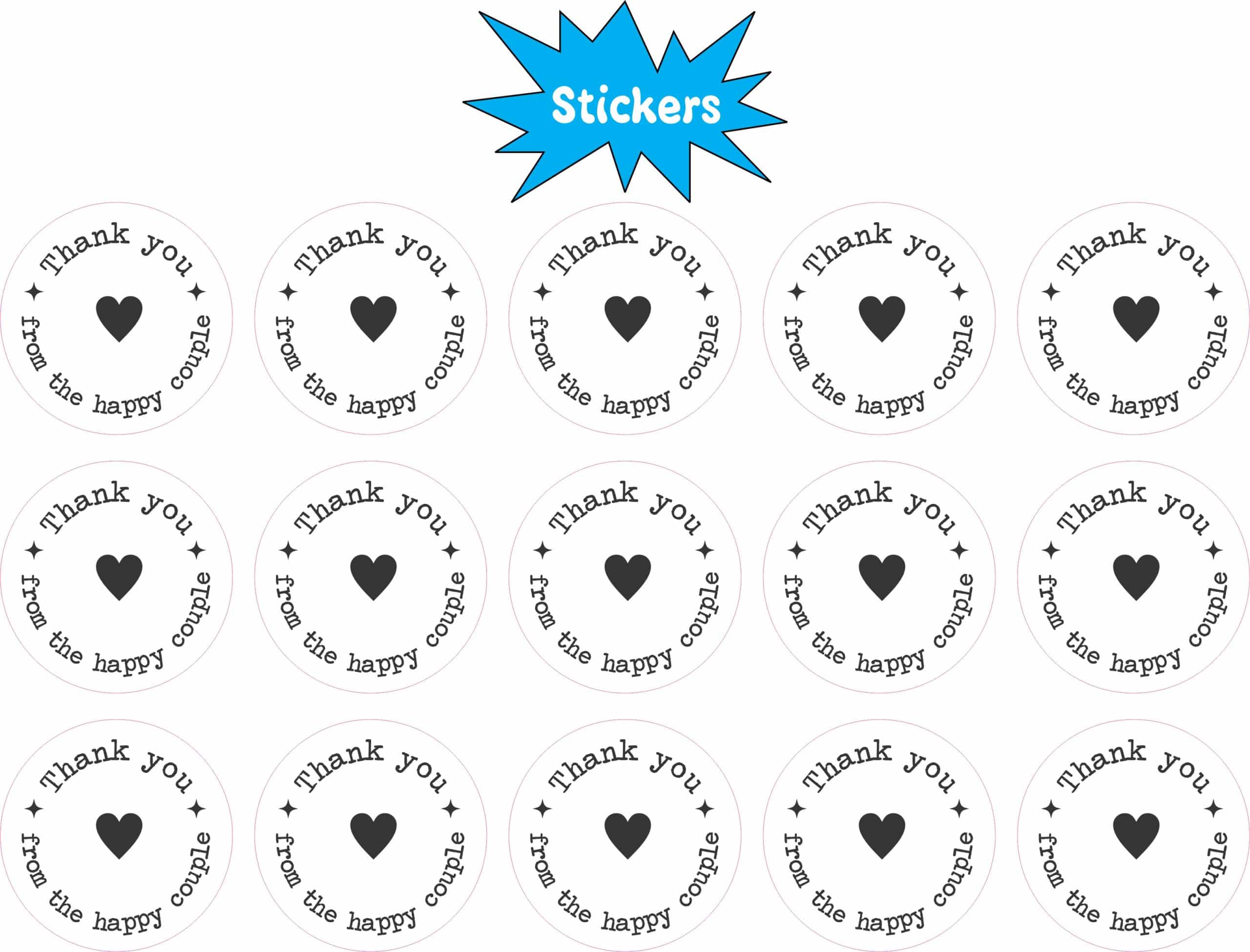 circular design, heart symbol, decorative stars - vinyl removable sticker