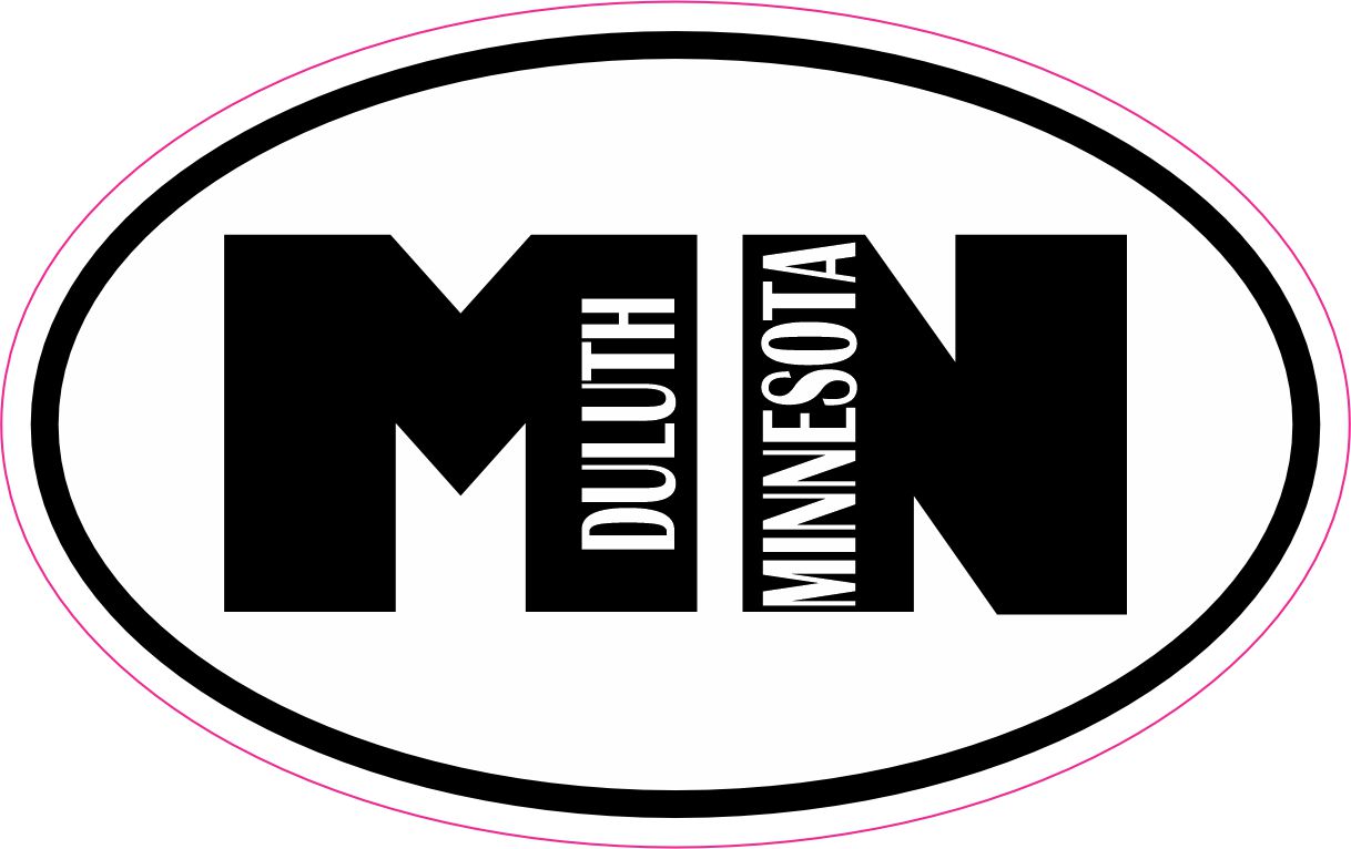 oval shape, bold typography, state abbreviation - vinyl removable sticker