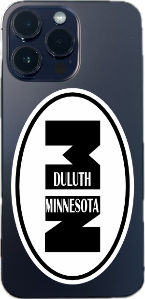 oval shape, bold typography, state abbreviation - vinyl removable sticker