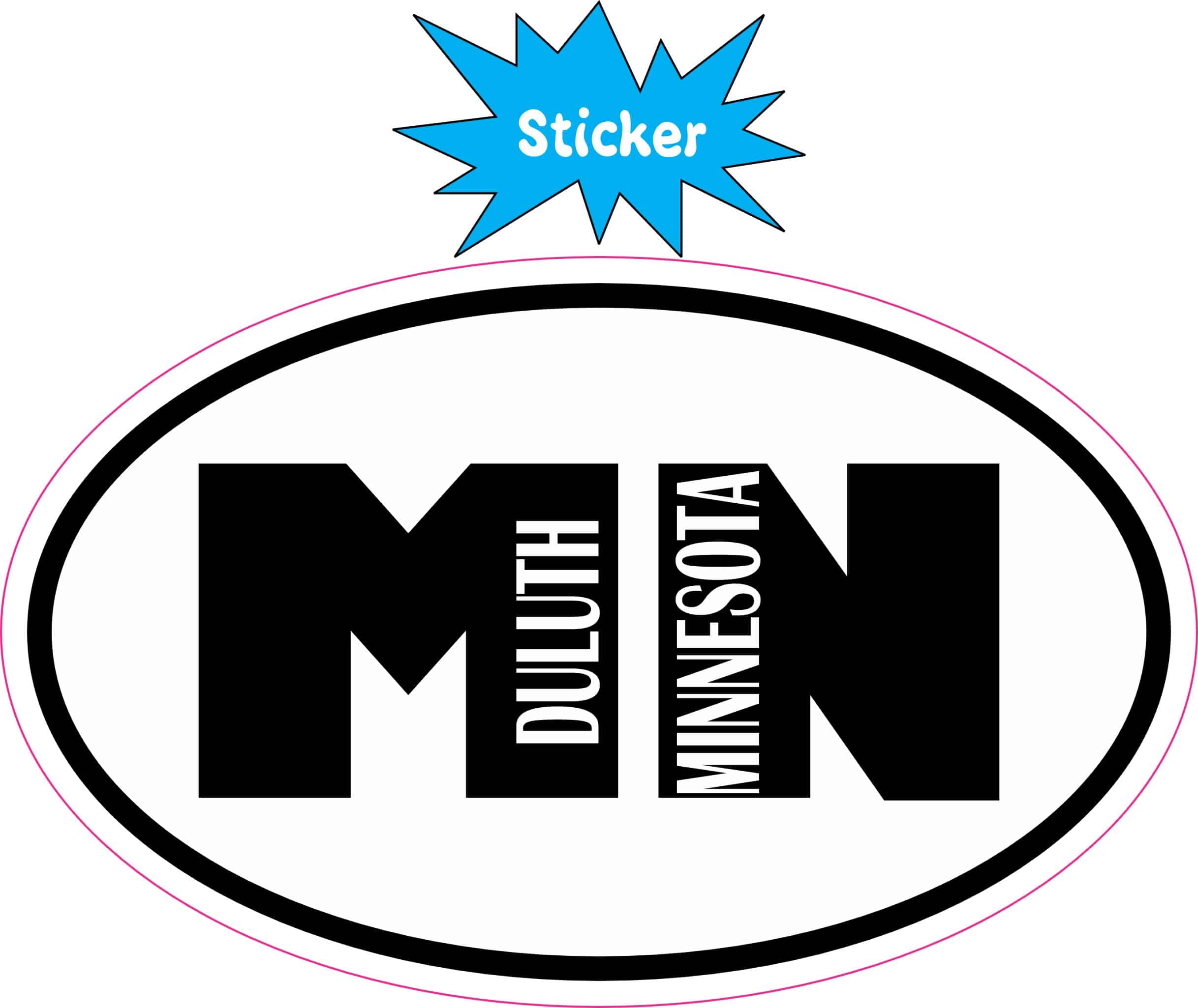 oval shape, bold typography, state abbreviation - vinyl removable sticker