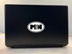 oval shape, bold typography, state abbreviation - vinyl removable sticker