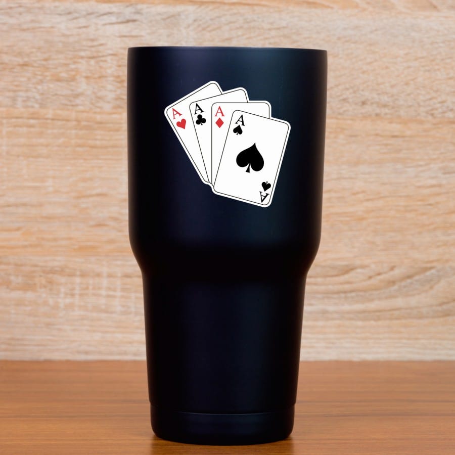 four aces playing cards, card suits symbols, classic casino design - vinyl removable sticker